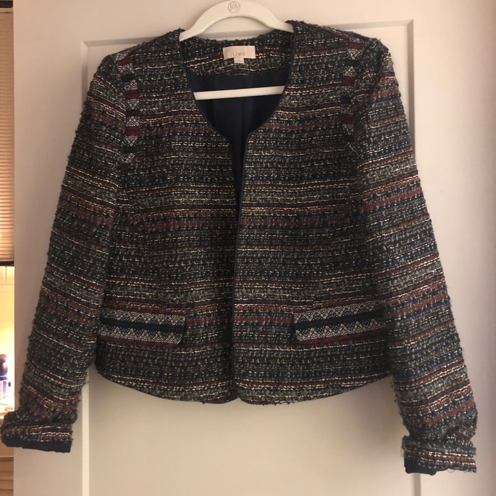 LOFT multicolor tweed blazer